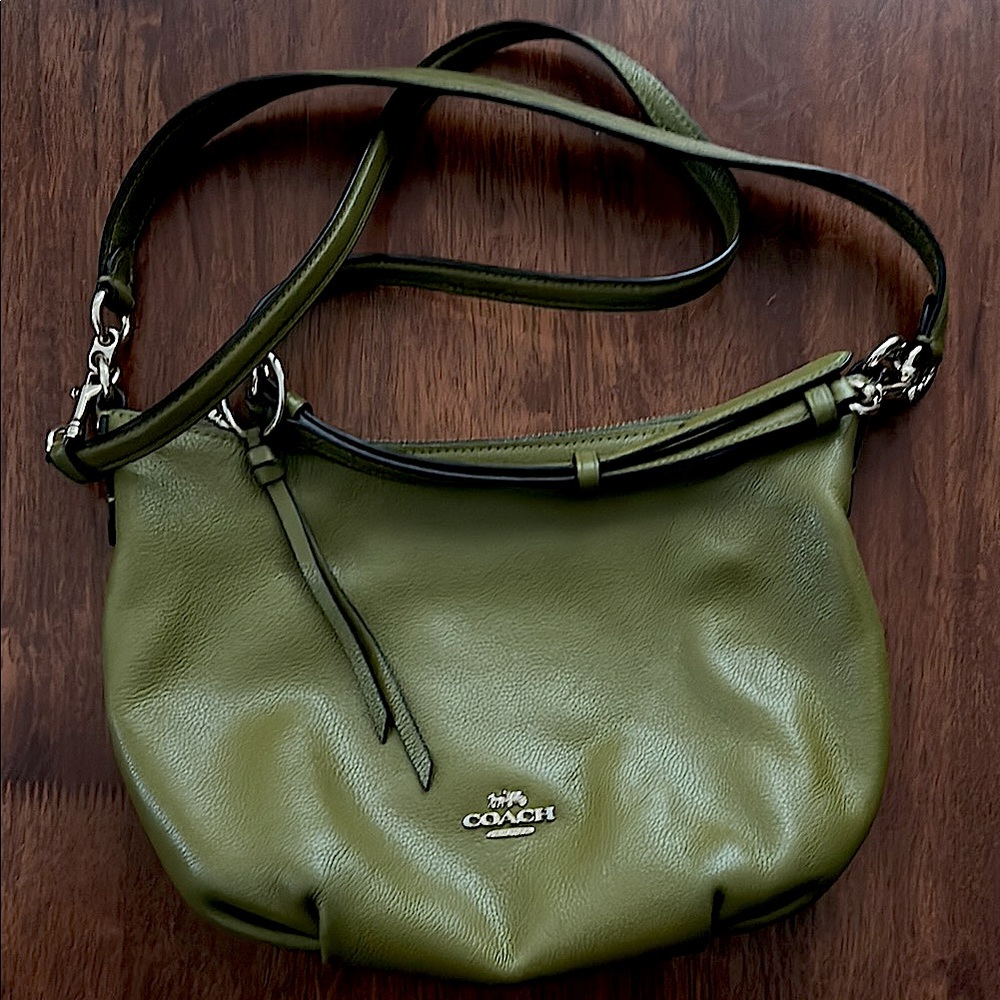 Coach Green Leather Shoulder Bag with Adjustable Strap